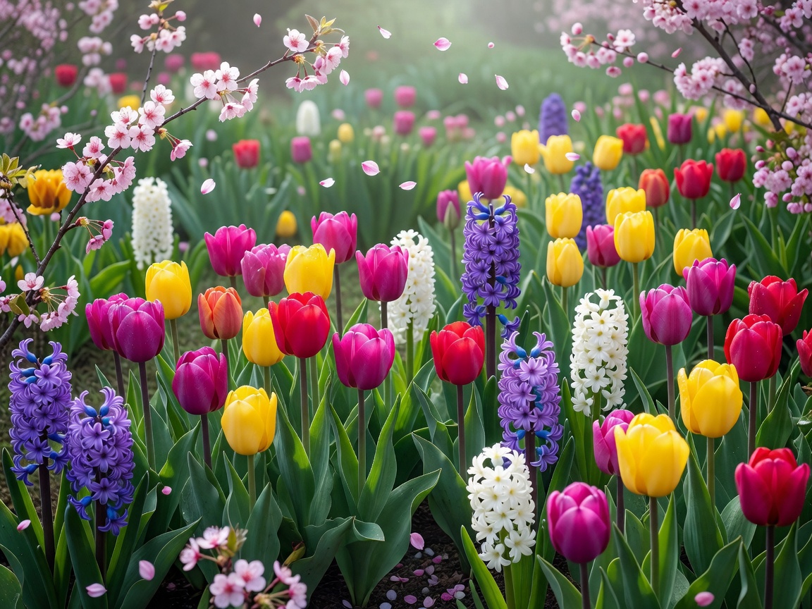Beautiful blooming spring flowers in soft light